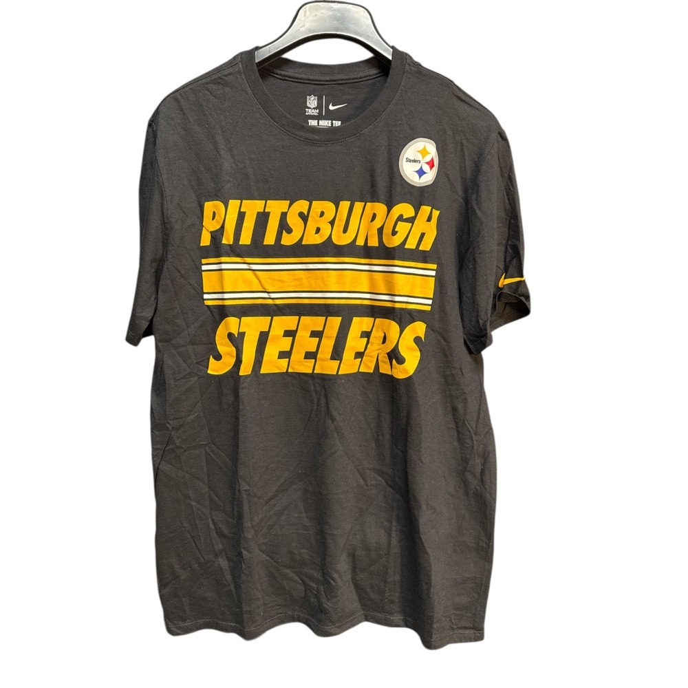 Nike Pittsburgh Steelers Black Graphic T-Shirt The Nike Tee Short Sleeve L NFL
